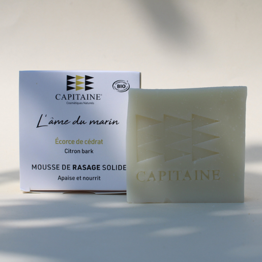 Mousse de rasage solide bio - Ecorce de Cédrat - Apaise & nourrit - Capitaine Cosmétiques - Made In France
