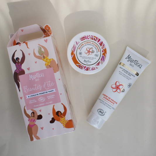Coffret Beauté d'été à l'huile de Monoï de Tahiti bio de la marque Marilou Bio