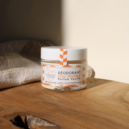 Déodorant crème spécial peau sensible au parfum de vanille de la marque Clémence & Vivien