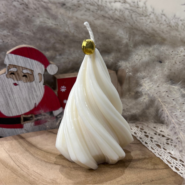 Bougie Sapin Spirale Blanche senteur Vanille fabriqué à la main par Launa Bougie