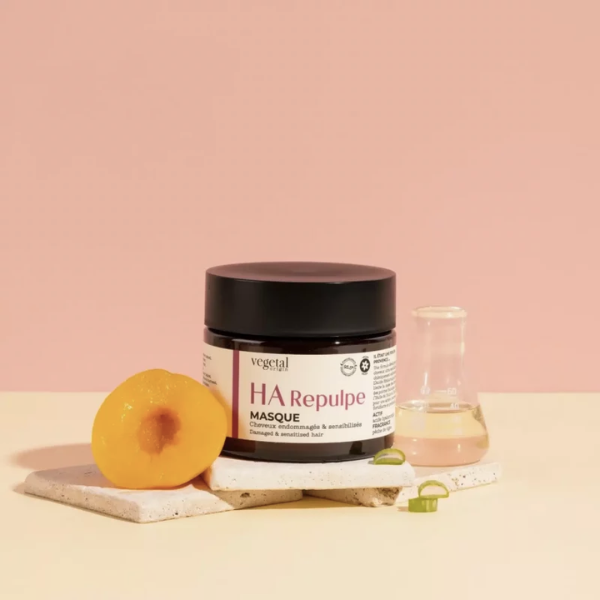 Masque HA Repulpe pour les cheveux endommagés et sensibilsés par les colorations, les appareils chaffants,.. de la marque Vegetal Origin