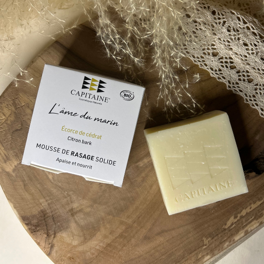 Mousse de rasage solide bio - Ecorce de Cédrat - Apaise & nourrit - Capitaine Cosmétiques - Made In France