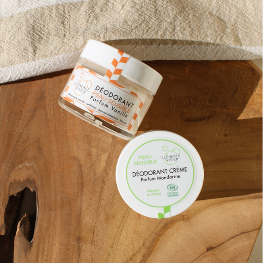 Déodorant crème spécial peau sensible au parfum de vanille de la marque Clémence & Vivien