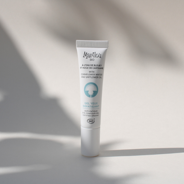 Gel Yeux Défatiguant à l'eau de Bleuet et huile de Carthane que vous retrouvez dans le coffret Hydratation & Fraicheur de la marque Marilou Bio