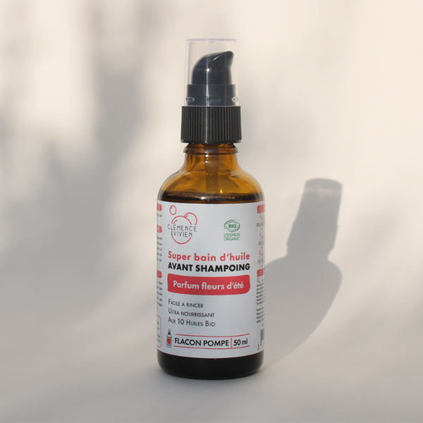 Super bain d'huile avant shampoing parfum fleurs d'été de la marque Clémence et Vivien