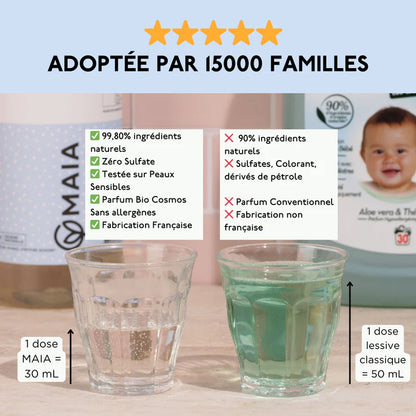 Lessive concentrée pour bébé & peaux sensibles parfum fleur de coton de la marque Maia Home