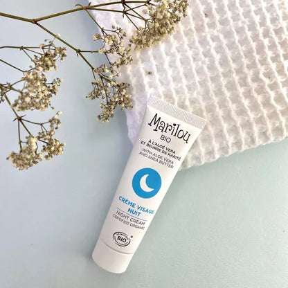 Crème Visage Nuit à l'Aloé Vera et Beurre de Karité de la marque Marilou Bio