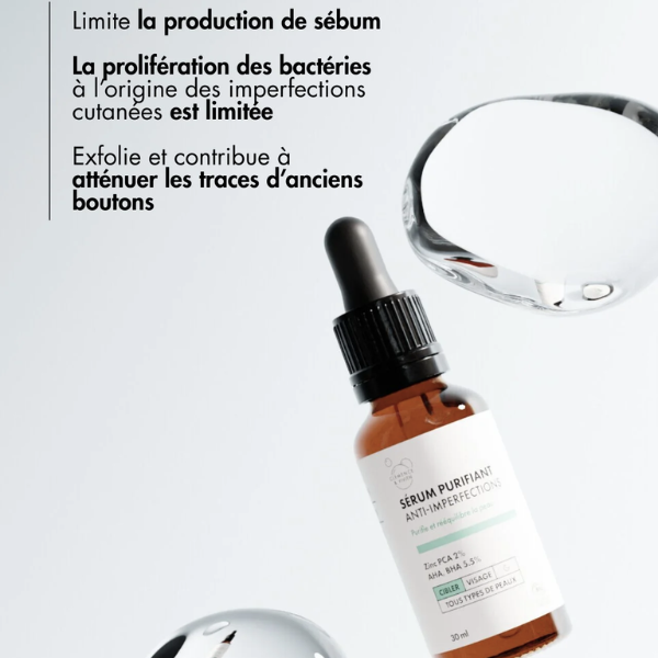 Un sérum qui rééquilibre la peau et diminue les imperfections.