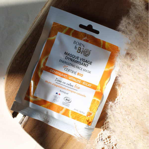 Masque visage dynamisant en tissu de la marque Born To Bio