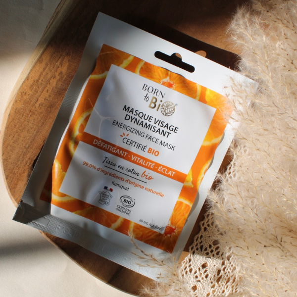 Masque visage dynamisant en tissu de la marque Born To Bio
