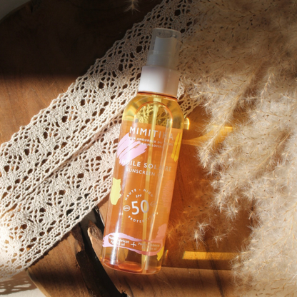 Huile solaire spf50 de la marque Mimitika