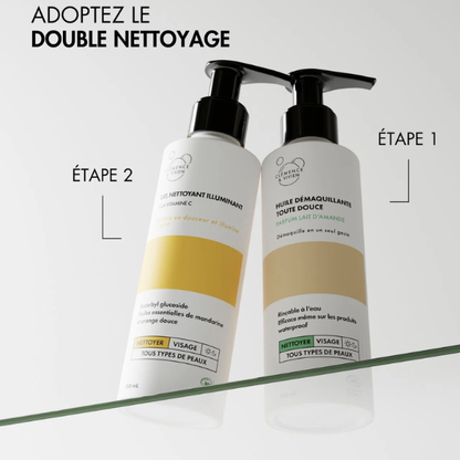 Une huile démaquillante qui élimine efficacement le maquillage, même waterproof, et se transforme en lait au contact de l’eau pour un rinçage facile, sans film gras.