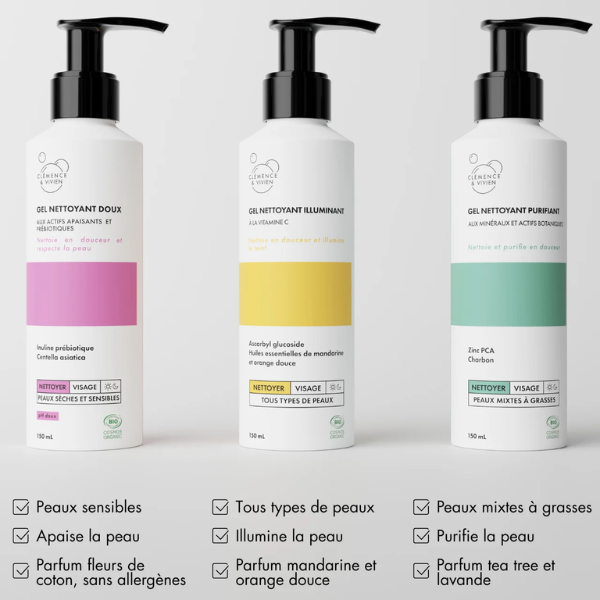 Un gel nettoyant qui nettoie et purifie en douceur.