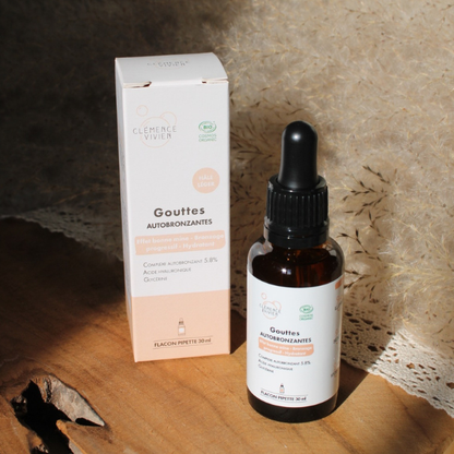 Gouttes autobronzantes hâle léger - 100% d'origine naturelle - Made In France - Clémence et Vivien