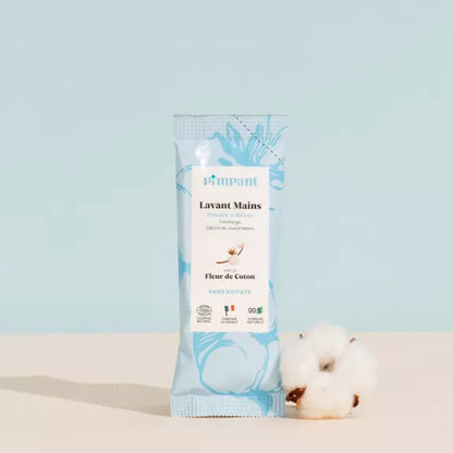 Gel lavant mains fleur de coton poudre à diluer de la marque Pimpant