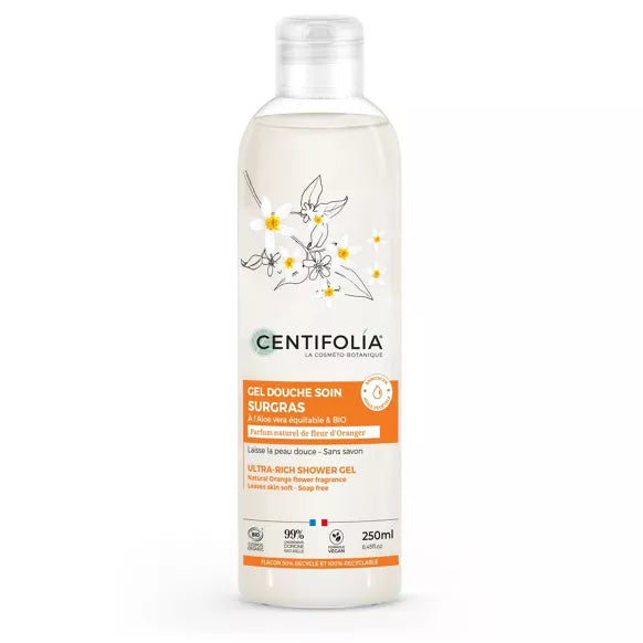 Gel douche soin surgras fleur d'oranger bio de la marque Centifolia
