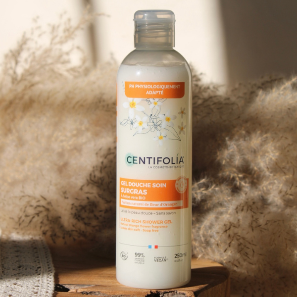 Gel douche soin surgras fleur d'oranger bio de la marque Centifolia