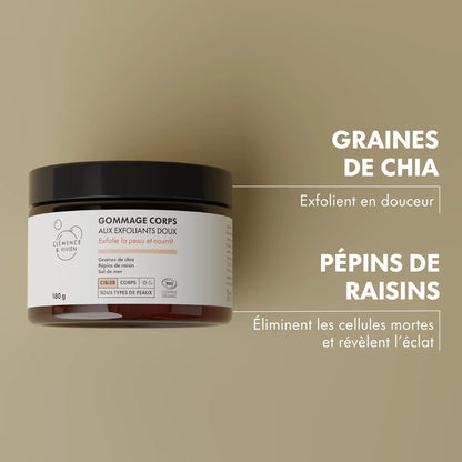 Gommage corps aux exfoliants doux de la marque Clémence & Vivien