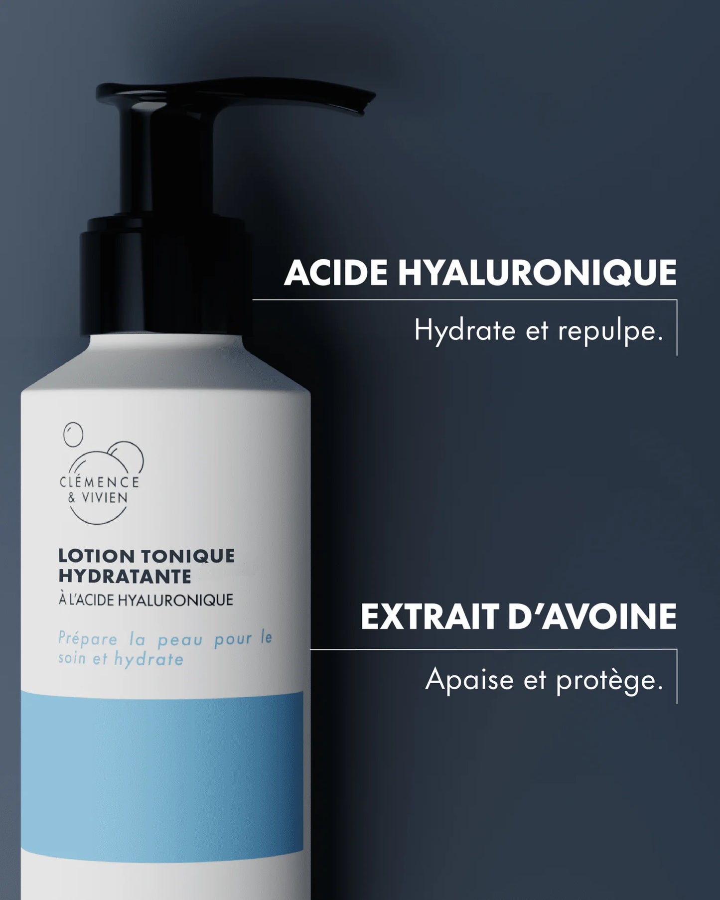 Lotion tonique hydratante à l'acide hyaluronique de la marque Clémence & Vivien