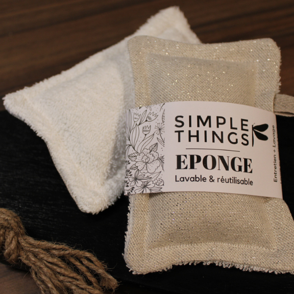 Eponge lavable Argenté fabriqué en France de la marque Simple Things